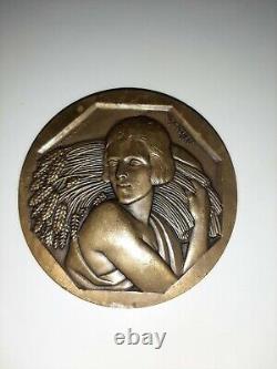 Bronze Art Deco Medal Cochet Superb Blois 1937 Blue