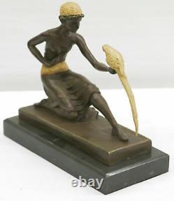 Bronze Art Deco New Large Figurine Sculpture Dancer Marble Base Home Deal