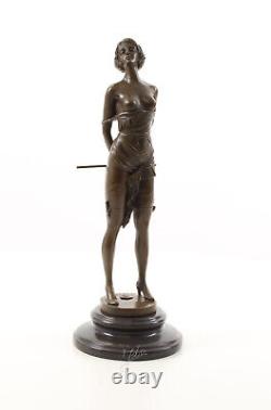 Bronze Art Deco Nouveau Woman with Whip BE-14 Modern Statue Sculpture