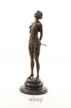 Bronze Art Deco Nouveau Woman with Whip BE-14 Modern Statue Sculpture