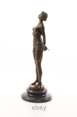 Bronze Art Deco Nouveau Woman with Whip BE-14 Modern Statue Sculpture