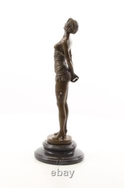 Bronze Art Deco Nouveau Woman with Whip BE-14 Modern Statue Sculpture