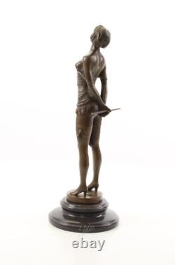 Bronze Art Deco Nouveau Woman with Whip BE-14 Modern Statue Sculpture