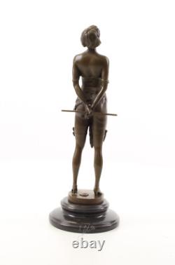 Bronze Art Deco Nouveau Woman with Whip BE-14 Modern Statue Sculpture