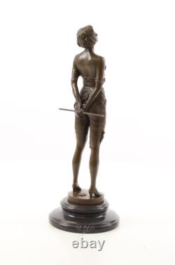Bronze Art Deco Nouveau Woman with Whip BE-14 Modern Statue Sculpture
