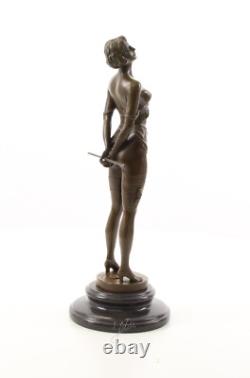 Bronze Art Deco Nouveau Woman with Whip BE-14 Modern Statue Sculpture