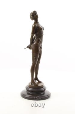 Bronze Art Deco Nouveau Woman with Whip BE-14 Modern Statue Sculpture