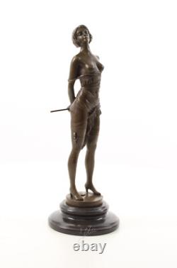 Bronze Art Deco Nouveau Woman with Whip BE-14 Modern Statue Sculpture