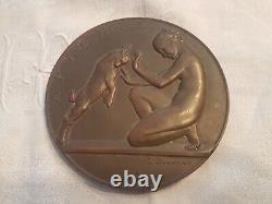 Bronze Art Deco Plaque by E Doumenc Artemis