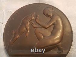 Bronze Art Deco Plaque by E Doumenc Artemis