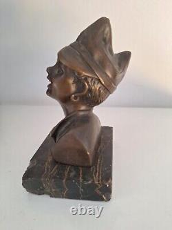 Bronze Art Deco Sculpture Bust 1920. Figurine Art Deco Bronze Statue Miniature