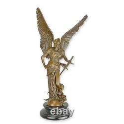 Bronze Art Deco Sculpture Peace Army on a Black Marble Base Signed