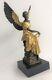 Bronze Art Deco Sculpture Warrior Angel Victory Goddess Hold Houdon Figurine