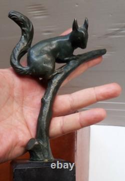 Bronze Art Deco Squirrel Sculpture with Signature LUC