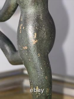 Bronze Art Deco Statue: Nude Female Dancer in Marble