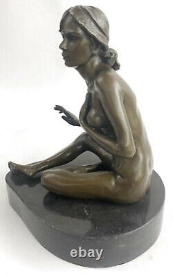 Bronze Art Deco Style Figurative Dancer Woman Chair Made Hand Statue Sale
