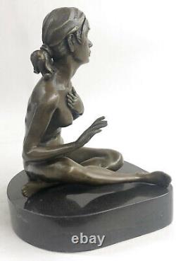 Bronze Art Deco Style Figurative Dancer Woman Chair Made Hand Statue Sale