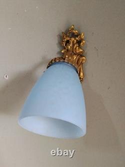 Bronze Art Deco Wall Sconces with Antique Glass Tulips