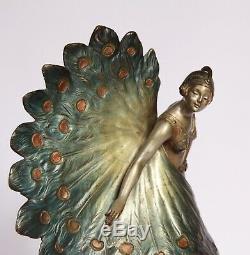 Bronze Art Deco Woman Fan 1930