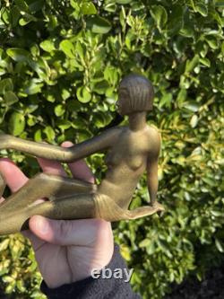 Bronze Art Deco & Woman & Peacock & Around 1930
