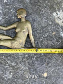 Bronze Art Deco & Woman & Peacock & Around 1930