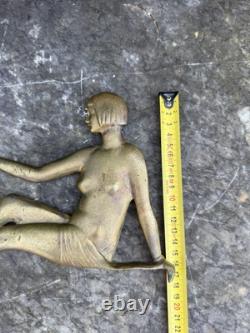 Bronze Art Deco & Woman & Peacock & Around 1930