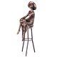 Bronze Art Deco Woman Sculpture On Stool After Demetre Chiparus