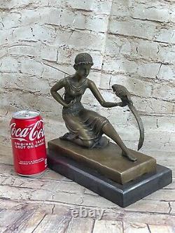 Bronze Art Nouveau Deco Sculpture Girl Pirate With / Parrot Chiparus