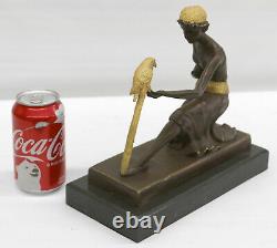 Bronze Art Style New Deco Sculpture Girl With / Perrot By Chiparus Nr