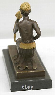 Bronze Art Style New Deco Sculpture Girl With / Perrot By Chiparus Nr