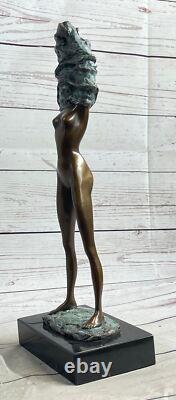 Bronze Art Western Chair Sexy Beautiful Lady Woman Statue Figurine Sale