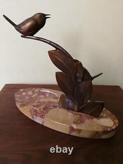Bronze Art-deco Birds Base Marble