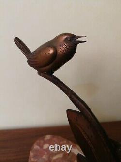 Bronze Art-deco Birds Base Marble