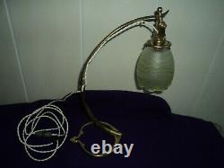 Bronze Arts Lamp - Crafts Benson Tulip Vaseline Pate De Verre Art Deco 1900