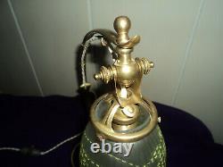 Bronze Arts Lamp - Crafts Benson Tulip Vaseline Pate De Verre Art Deco 1900