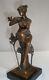 Bronze Bird Statue - Nude Demoiselle In Art Deco And Art Nouveau Style