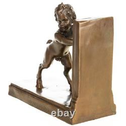 Bronze Bookend Sculpture, an Art Deco satyr after Milo