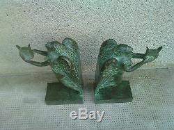 Bronze Bookends Boulay-hue Lost Wax Valsuani Sculpture Muse Bookends
