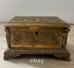 Bronze Box Jewelry Case All-Sided Decor Medieval Knight Theme