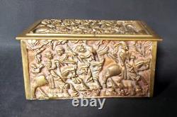 Bronze Box Jewelry Case All-Sides Decor Hunting Theme