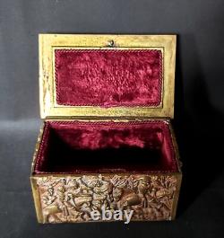 Bronze Box Jewelry Case All-Sides Decor Hunting Theme