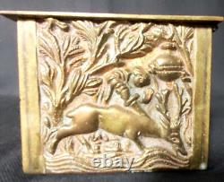 Bronze Box Jewelry Case All-Sides Decor Hunting Theme