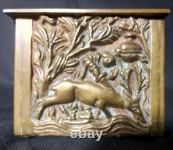 Bronze Box Jewelry Case All-Sides Decor Hunting Theme
