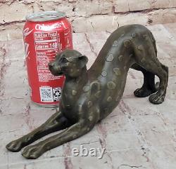 Bronze Cheetah Jaguar Puma Art Deco Sculpture Statue Figurine