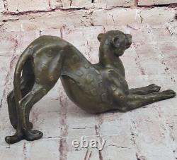 Bronze Cheetah Jaguar Puma Art Deco Sculpture Statue Figurine