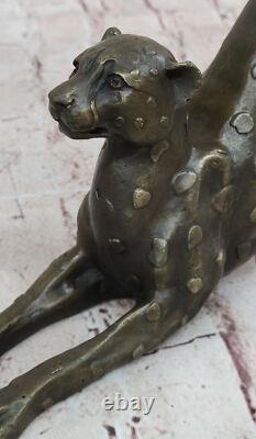 Bronze Cheetah Jaguar Puma Art Deco Sculpture Statue Figurine