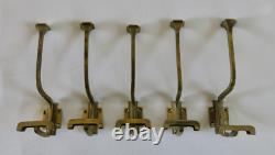 Bronze Coat Hooks, 5 Antique Bronze and Brass Coat Hooks, Art Deco Coat Rack