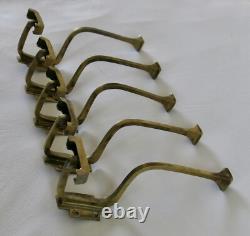 Bronze Coat Hooks, 5 Antique Bronze and Brass Coat Hooks, Art Deco Coat Rack