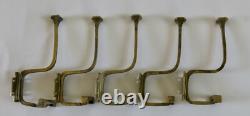 Bronze Coat Hooks, 5 Antique Bronze and Brass Coat Hooks, Art Deco Coat Rack