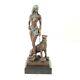 Bronze Colored Marble Art Deco Statue Sculpture Woman Cleopatre Panther Bg-37